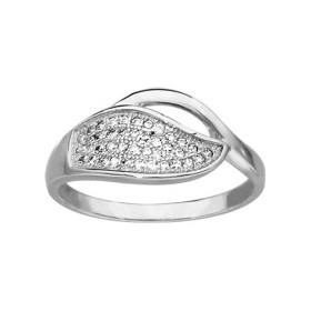 BAGUE ARGENT RHODIE POINTE OXYDES BLANCS SERTIS, bague femme, 066185