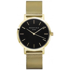Montre Rosefield acier doré fond noir bracelet milanais