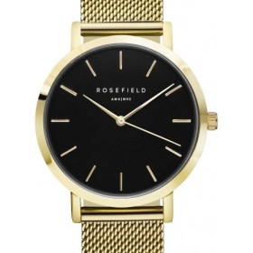 Montre Rosefield acier doré fond noir bracelet milanais