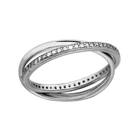 ALLIANCE DOUBLE ARGENT RHODIE OXYDES BLANCS SERTIS AVEC ANNEAU LISSE, bague femme, 066186