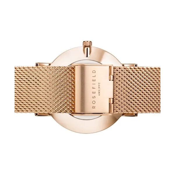 Montre Rosefield en acier rose doré et fond noir pour femme