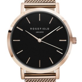 Montre Rosefield en acier rose doré et fond noir pour femme