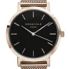 Montre Rosefield en acier rose doré et fond noir pour femme