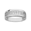 BAGUE ARGENT RHODIE DOUBLE RANGEE OXYDES BLANCS SERTIS, bague femme, 066187