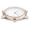 Montre Rosefield bracelet en cuir marron fond blanc et boitier doré rose