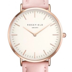 Montre Rosefield bracelet en cuir rose avec boitier rose doré