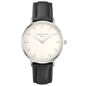Montre Rosefield bracelet en cuir noir avec boîtier argent