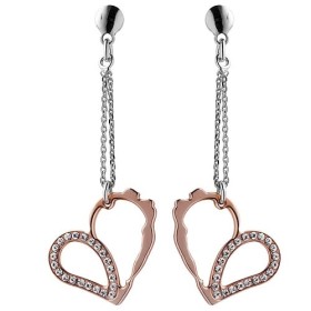 Boucles d'oreilles argentées pendentif coeur rose gold pour femmes Jourdan