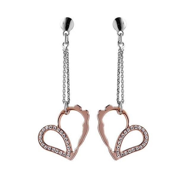 Boucles d'oreilles argentées pendentif coeur rose gold pour femmes Jourdan