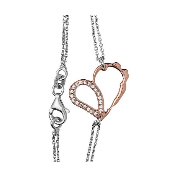 Bracelet argenté avec pendentif coeur rose gold pour femmes Jourdan