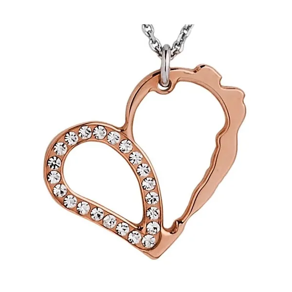 Collier argent pendentif coeur rose gold incrusté de pierres pour femmes Jourdan