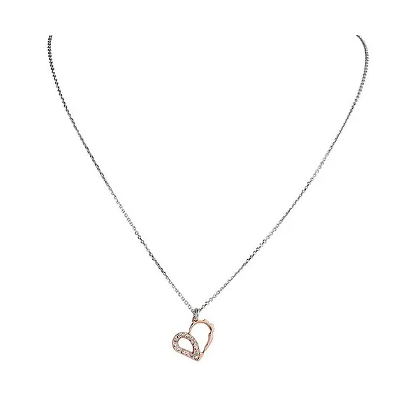 Collier argent pendentif coeur rose gold incrusté de pierres pour femmes Jourdan