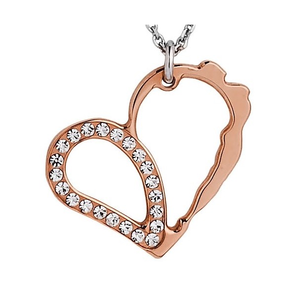 Collier argent pendentif coeur rose gold incrusté de petites pierres pour femmes Jourdan