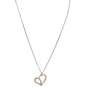 Collier argent pendentif coeur rose gold incrusté de petites pierres pour femmes Jourdan