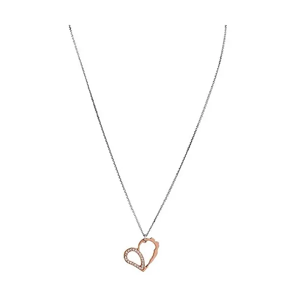 Collier argent pendentif coeur rose gold incrusté de petites pierres pour femmes Jourdan