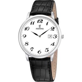 Montre classique noir et blanc en cuir pour hommes Festina