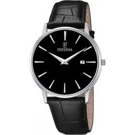 Montre noire en cuir pour hommes Festina