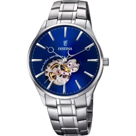 Montre en acier classique design argentée pour hommes Festina