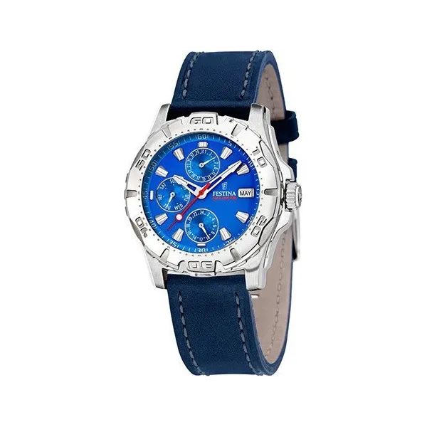 Montre en cuir bleue pour hommes Festina