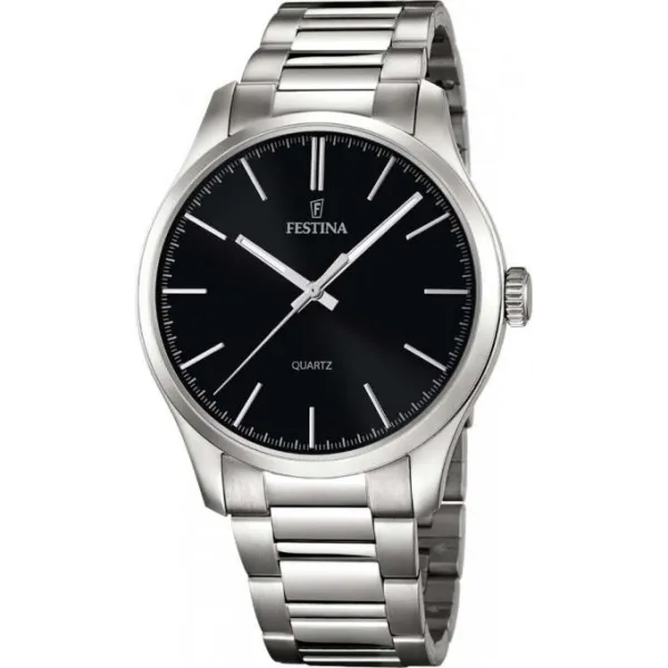 Montre élégance ronde classique argentée pour hommes Festina