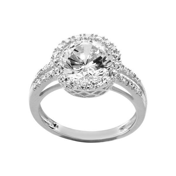 BAGUE ARGENT RHODIE PIERRE CENTRALE RONDE BLANCHE SYNTH CONTOUR OXYDES SERTIS BLANCS, bague femme, 066225