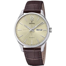 Montre rétro en cuir marron pour hommes Festina
