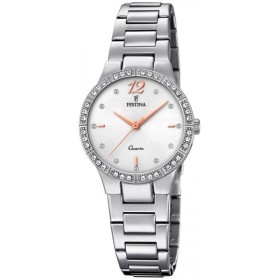 Montre mademoiselle avec cristaux et cadran blanc pour femmes Festina