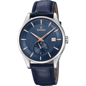 Montre rétro en cuir bleue pour hommes Festina