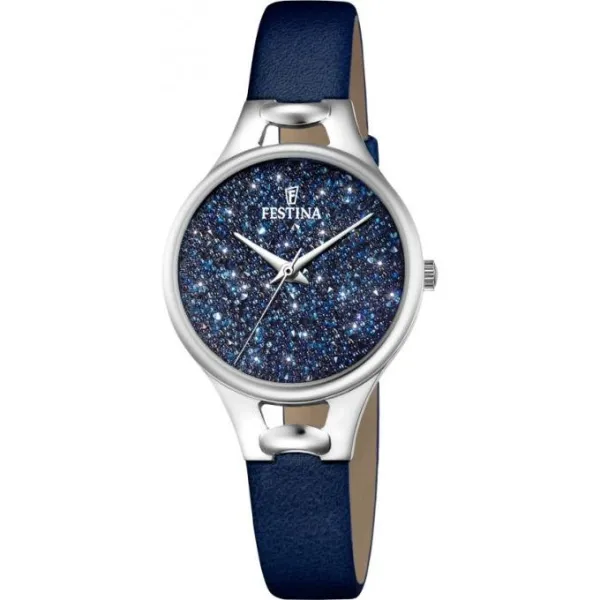 Montre mademoiselle en cuir bleu pour femmes Festina