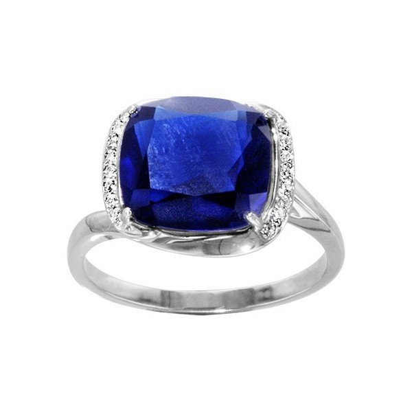 BAGUE ARGENT RHODIE PIERRE BLEU FONCE SYNTH CONTOUR OXYDES SERTIS BLANCS, bague femme, 066244