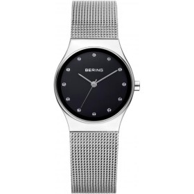 Montre milanaise en acier argentée et noire pour femmes Bering
