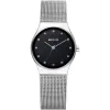 Montre milanaise en acier argentée et noire pour femmes Bering