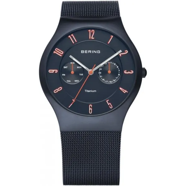 Montre noire en acier pour hommes Bering