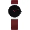 Montre classique en cuir extra plate rouge pour femmes Bering