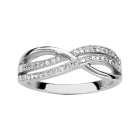 BAGUE ARGENT RHODIE VAGUES OXYDES MICRO SERTIS, bague femme, 066339