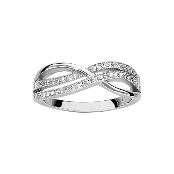 BAGUE ARGENT RHODIE VAGUES OXYDES MICRO SERTIS, bague femme, 066339