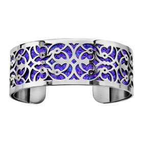 Bracelet en acier de type manchette avec motifs scintillants bleus