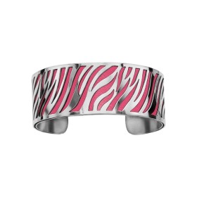 Bracelet en acier de type manchette avec motifs zèbre fuchsia