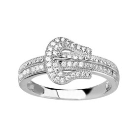 BAGUE ARGENT RHODIE FORME CEINTURE OXYDES MICRO SERTIS, bague femme, 066341