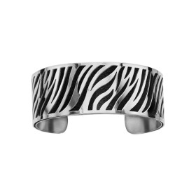 Bracelet en acier de type manchette avec motifs noir