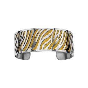 Bracelet en acier de type manchette avec motifs jaune moutarde