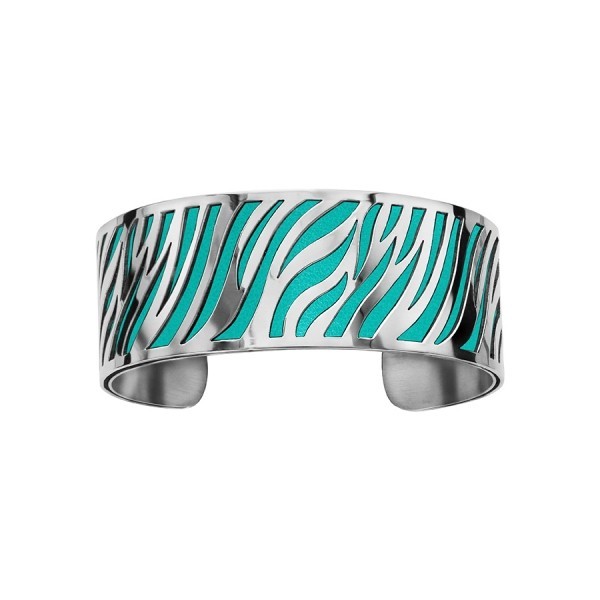 Bracelet en acier de type manchette avec motifs turquoise