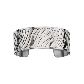 Bracelet en acier de type manchette avec motifs blanc