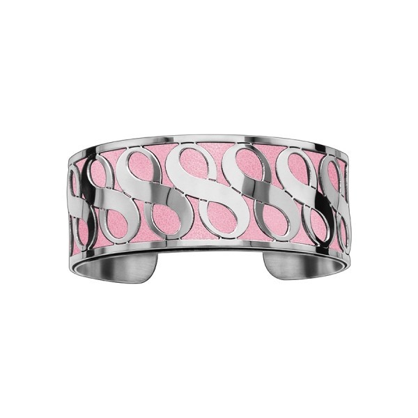 Bracelet en acier de type manchette avec motifs infini rose