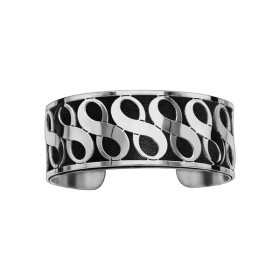Bracelet en acier de type manchette avec motifs infini noir