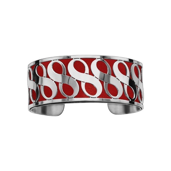 Bracelet en acier de type manchette avec motifs infini rouge