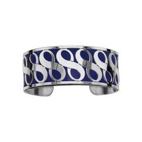 Bracelet en acier de type manchette avec motifs infini bleu marine
