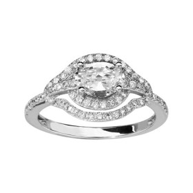 BAGUE ARGENT RHODIE OXYDE OVALE BLANC CONTOUR OXYDES MICRO SERTIS, bague femme, 066344