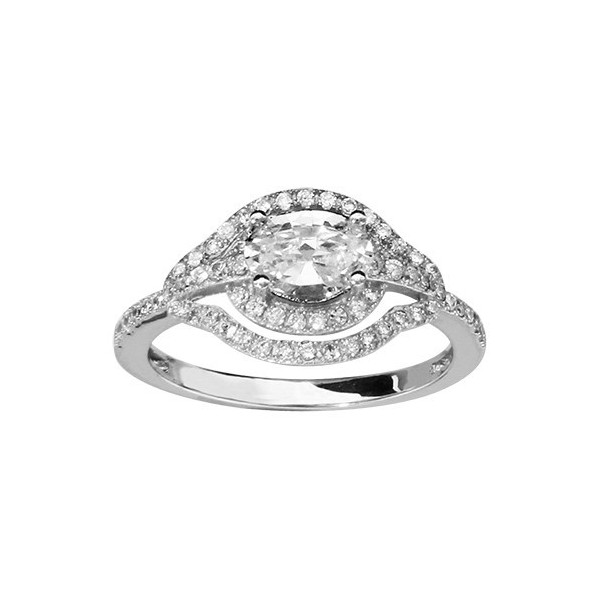 BAGUE ARGENT RHODIE OXYDE OVALE BLANC CONTOUR OXYDES MICRO SERTIS, bague femme, 066344