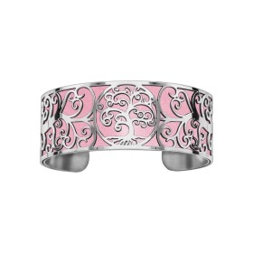 Bracelet en acier de type manchette avec motifs arbre de vie rose
